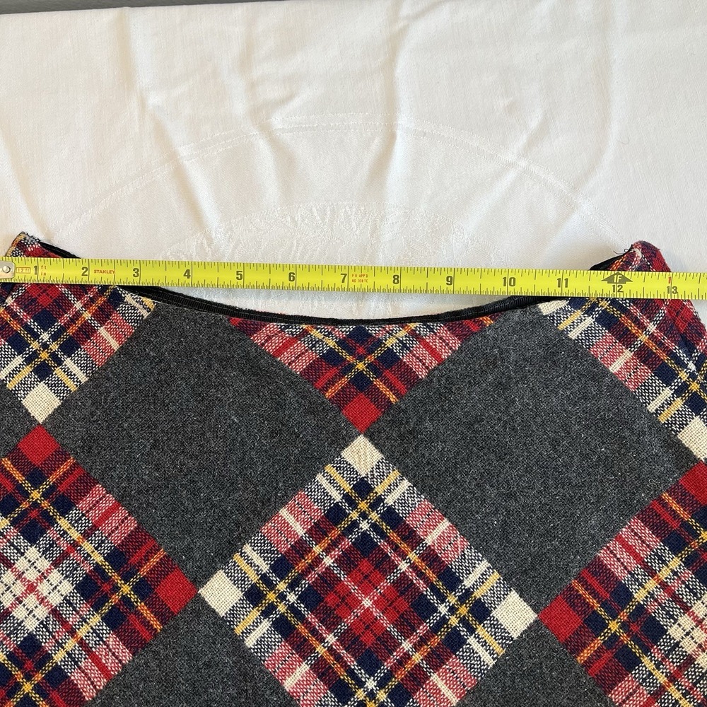 VTG No Appt Necessary Wool Red Gray Tartan Mini Skirt Classic Academia Size 7 - Picture 6 of 8